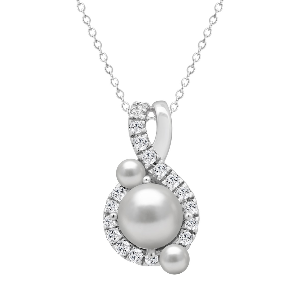 14K WHITE GOLD 1 1/4CT ROUND/PEARL DIAMOND LADIES ...