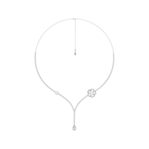 10K WHITE GOLD 4.00CT ROUND/PEARL/PEAR DIAMOND LADIES NECKLACE