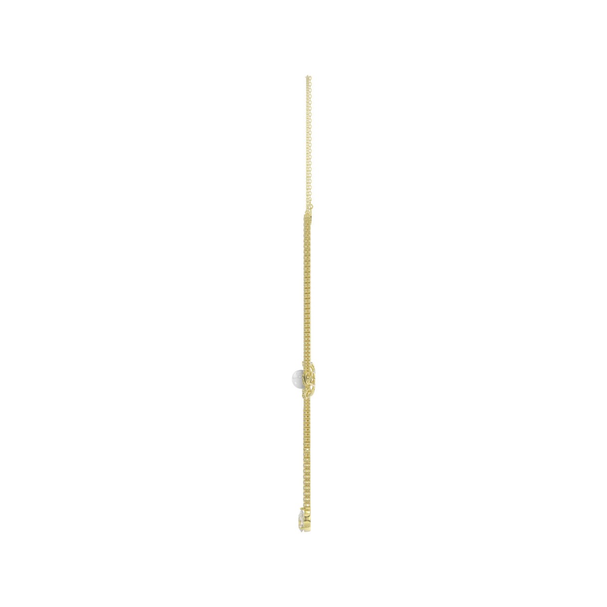 14K YELLOW GOLD 4.00CT ROUND/PEARL/PEAR DIAMOND LADIES NECKLACE