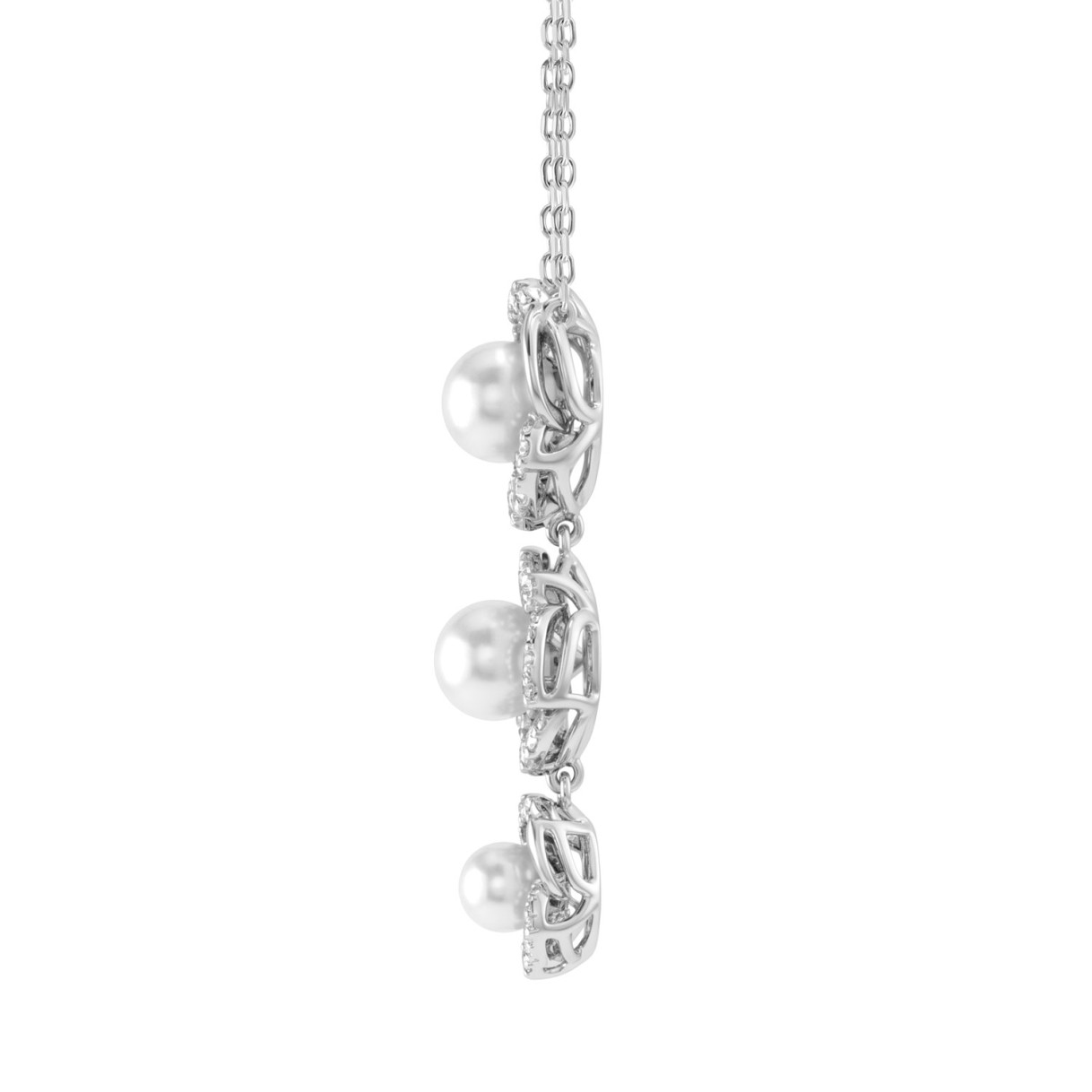 14K WHITE GOLD 1/3CT ROUND/PEARL DIAMOND LADIES PENDANT WITH CHAIN