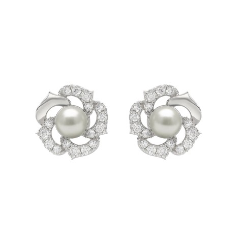 10K White Gold 1/4Ct Round Diamond & Pearl Drop Earrings For Women Classic Luxury Jewelry (Color F-G -Clarity Vs1/Vs2)