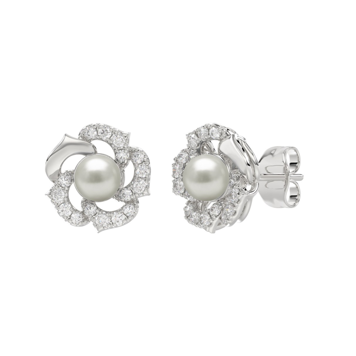 10K White Gold 1/4Ct Round Diamond & Pearl Drop Earrings For Women Classic Luxury Jewelry (Color F-G -Clarity Vs1/Vs2)