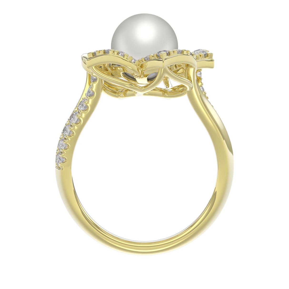 14K YELLOW GOLD 1/2CT ROUND/PEARL DIAMOND LADIES RING
