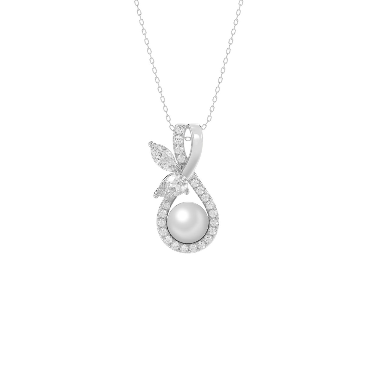 14K WHITE GOLD 1/2CT PEAR/ROUND/MARQUISE/PEARL DIA...