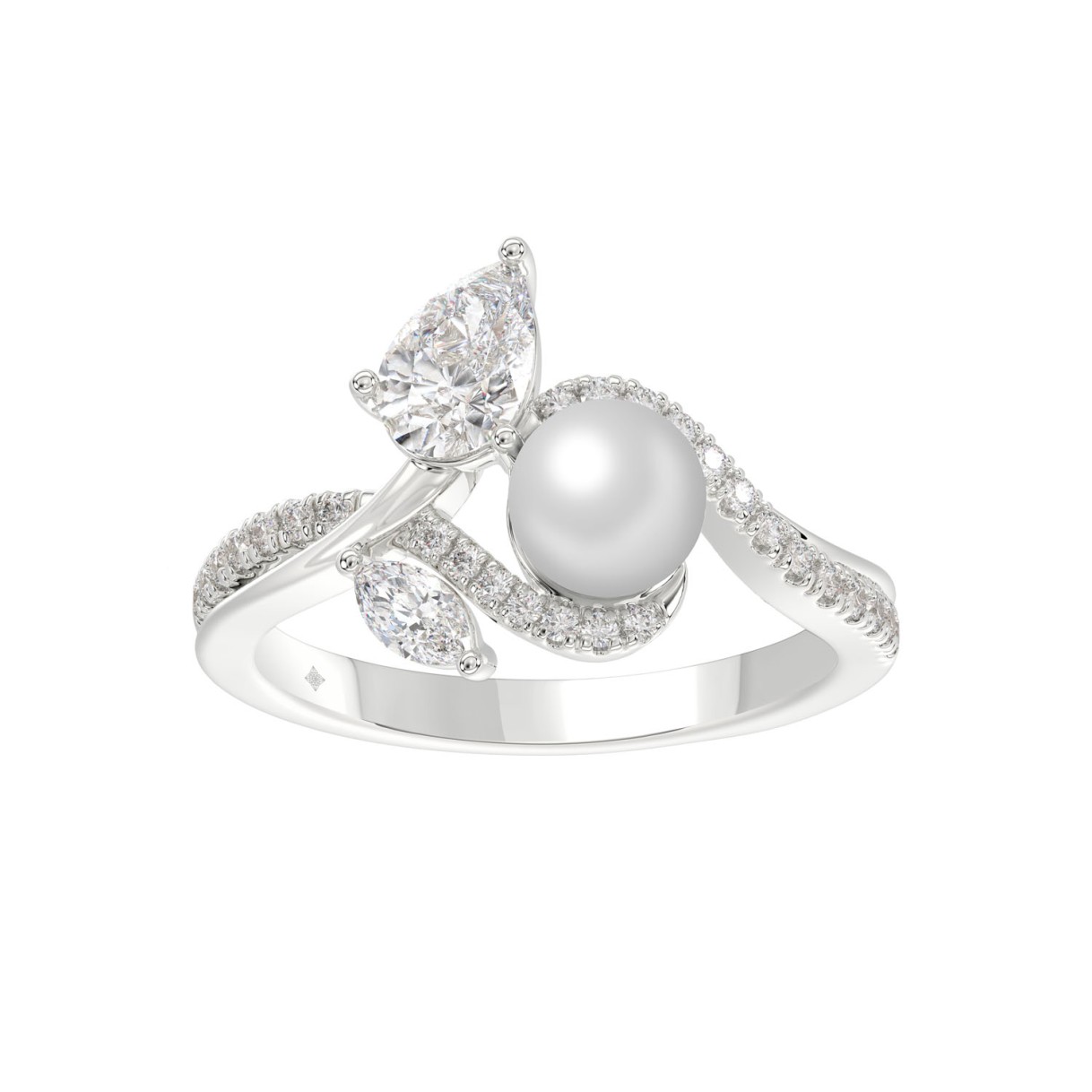 14K WHITE GOLD 3/4CT ROUND/MARQUISE/PEARL/PEAR DIA...
