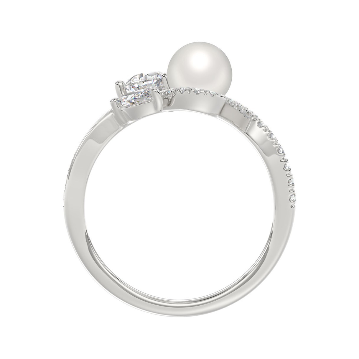 14K WHITE GOLD 3/4CT ROUND/MARQUISE/PEARL/PEAR DIAMOND LADIES RING