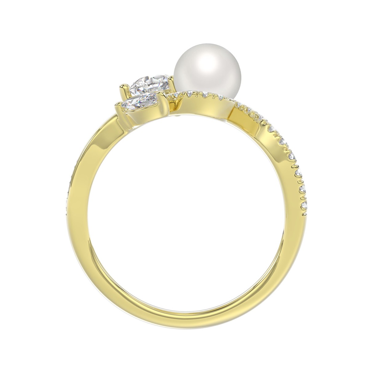 14K YELLOW GOLD 3/4CT ROUND/MARQUISE/PEARL/PEAR DIAMOND LADIES RING