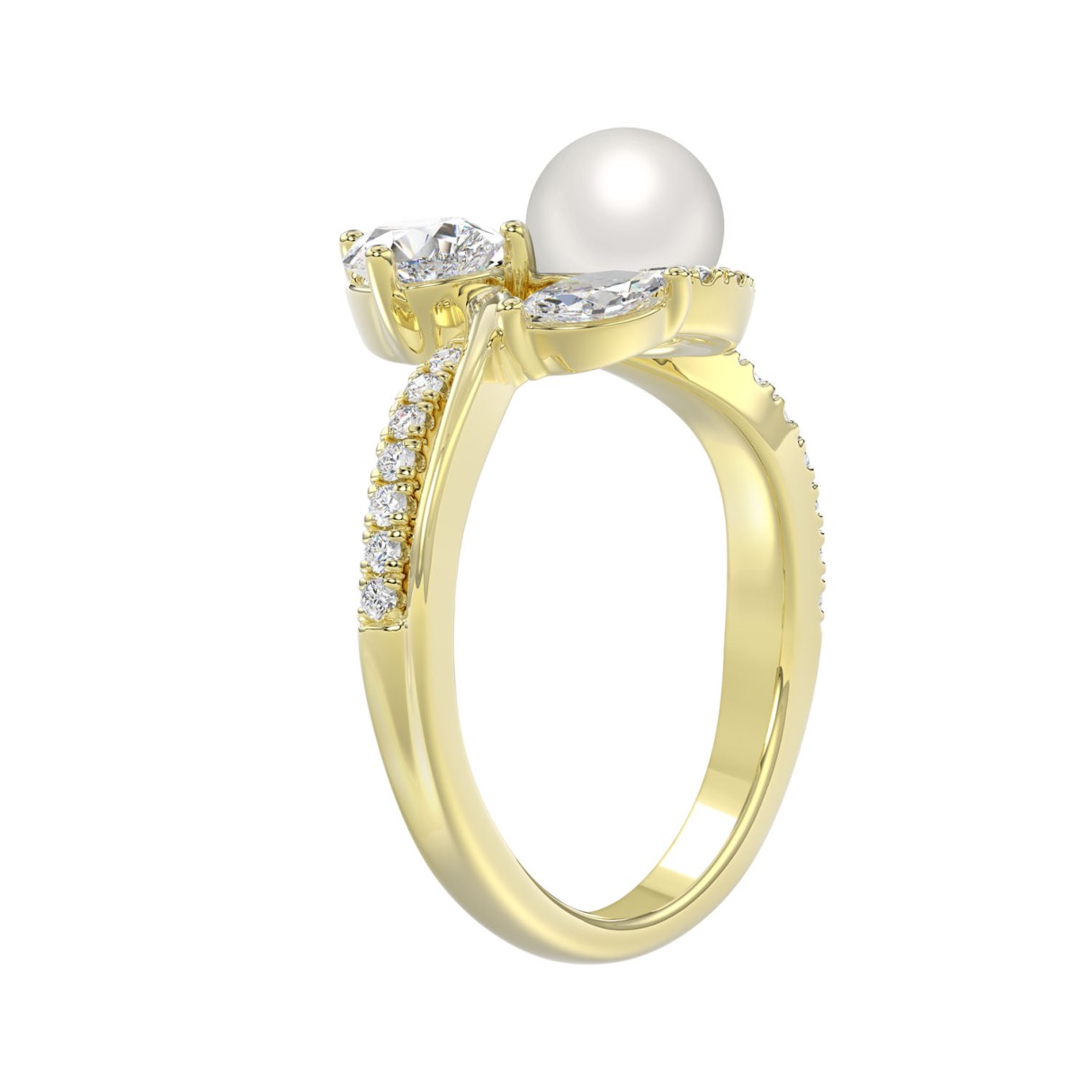 14K YELLOW GOLD 3/4CT ROUND/MARQUISE/PEARL/PEAR DIAMOND LADIES RING
