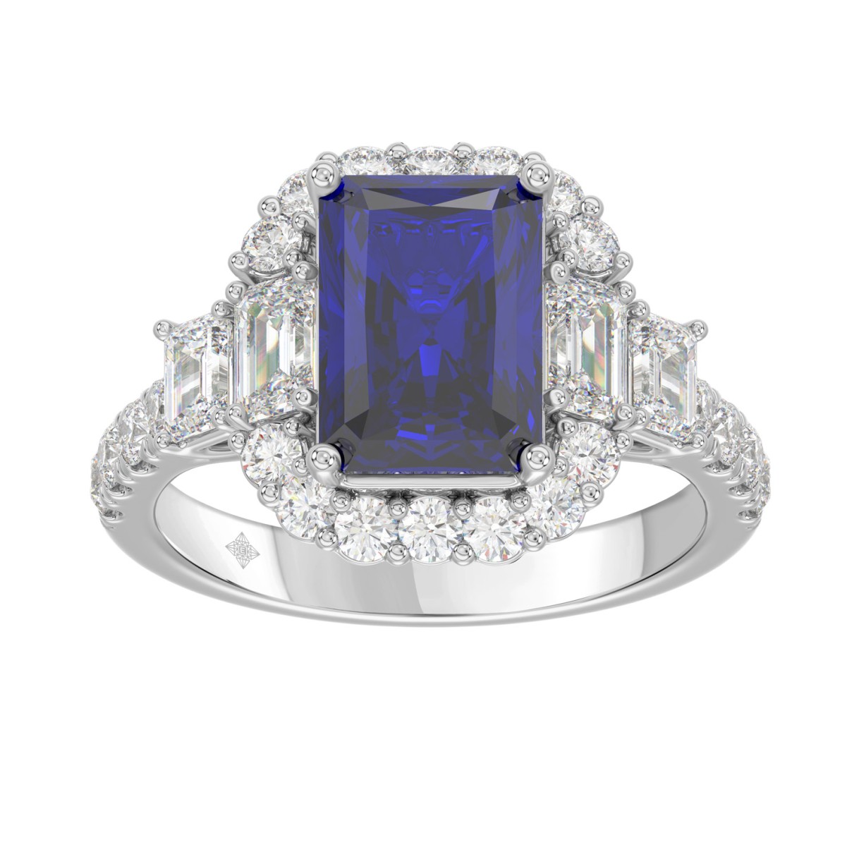 14K WHITE GOLD 4 1/2CT ROUND/EMERALD DIAMOND LADIE...