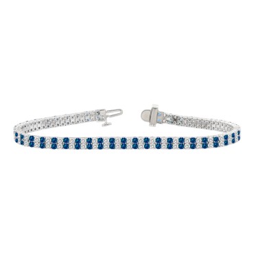14K WHITE GOLD 5 3/4CT ROUND/ROUND BLUE SAPPHIRE DIAMOND LADIES BRACELET