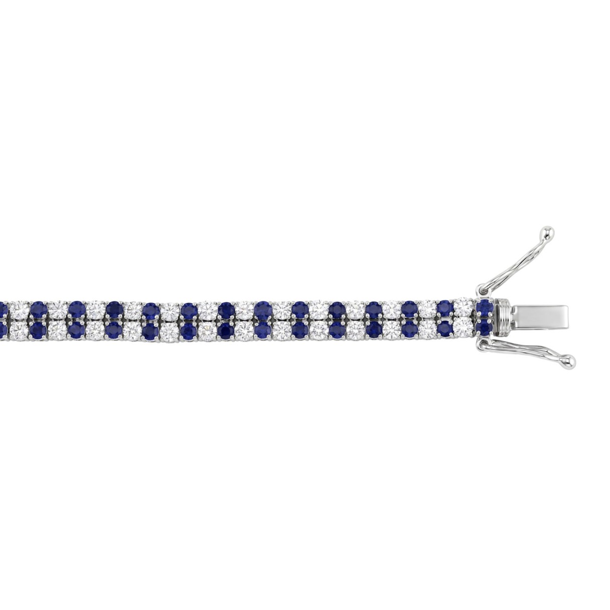 14K WHITE GOLD 5 3/4CT ROUND/ROUND BLUE SAPPHIRE DIAMOND LADIES BRACELET
