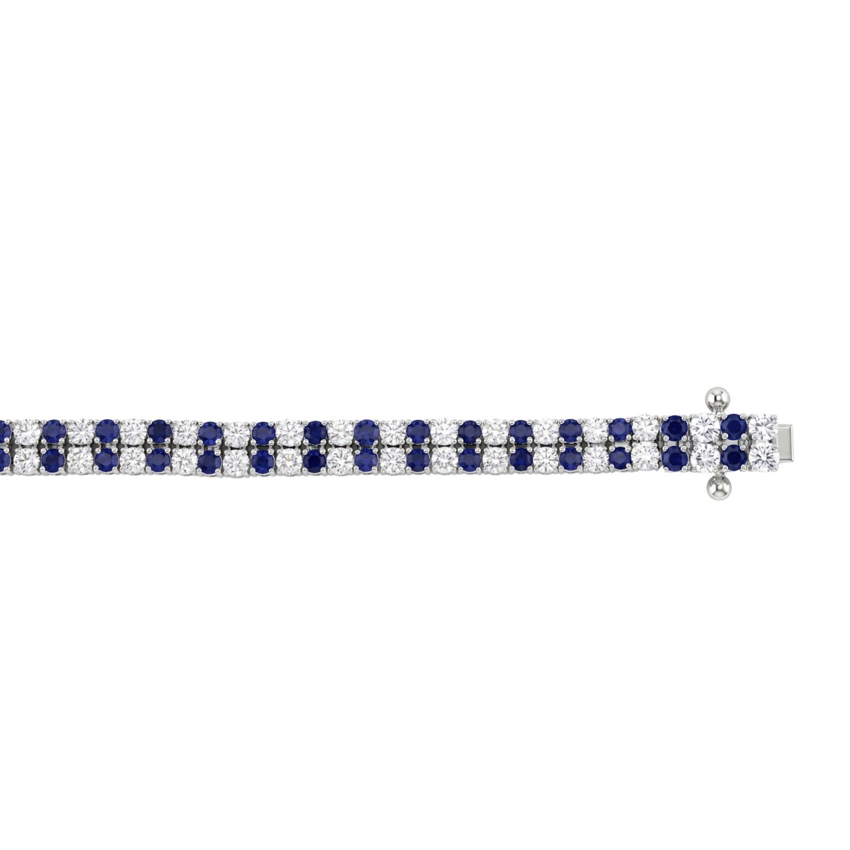 14K WHITE GOLD 5 3/4CT ROUND/ROUND BLUE SAPPHIRE DIAMOND LADIES BRACELET