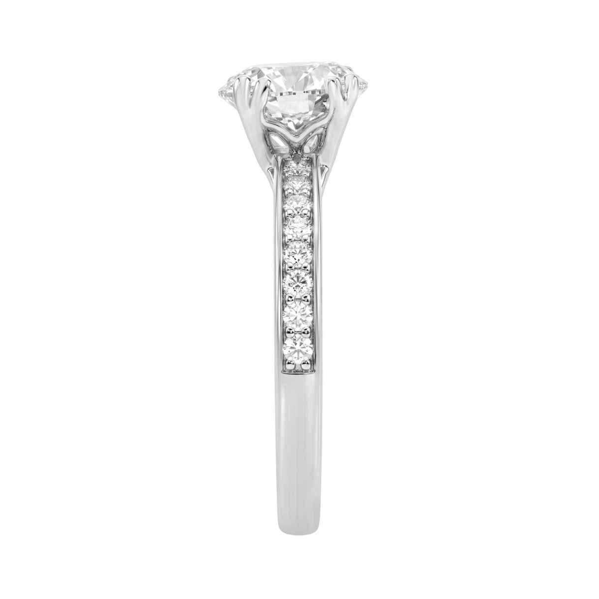 14K WHITE GOLD 2 1/4CT ROUND DIAMOND LADIES RING (CENTER STONE ROUND DIAMOND 2CT)