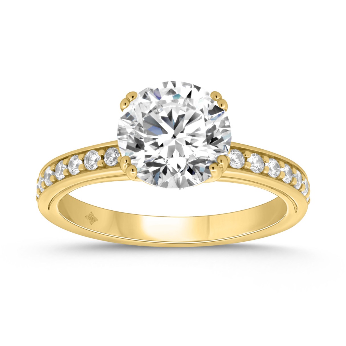 14K YELLOW GOLD 2 1/4CT ROUND DIAMOND LADIES RING ...