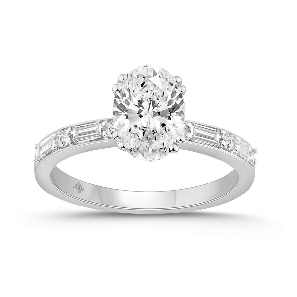 14K WHITE GOLD 1 3/4CT ROUND/BAGUETTE DIAMOND LADI...