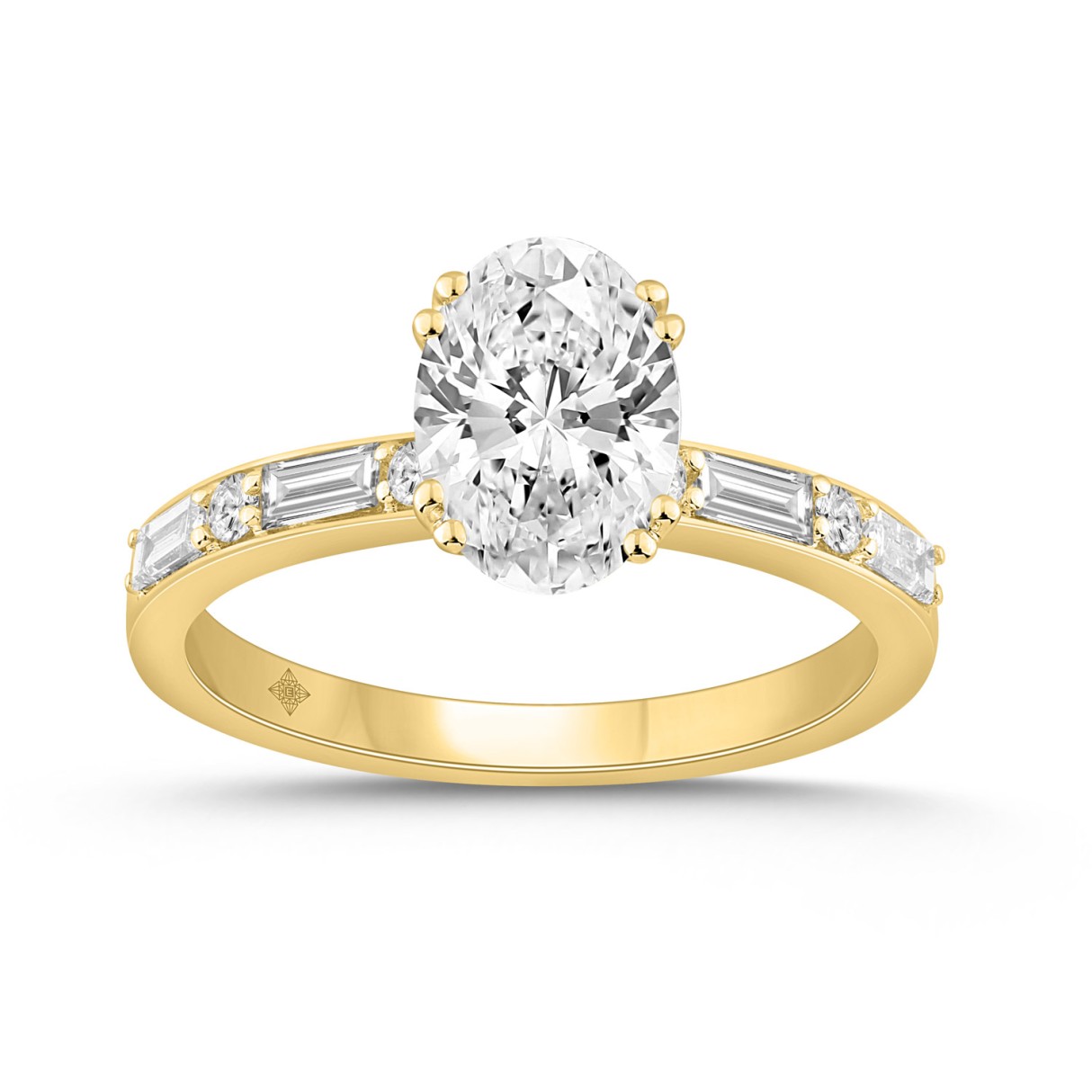 14K YELLOW GOLD 1 3/4CT ROUND/BAGUETTE DIAMOND LAD...