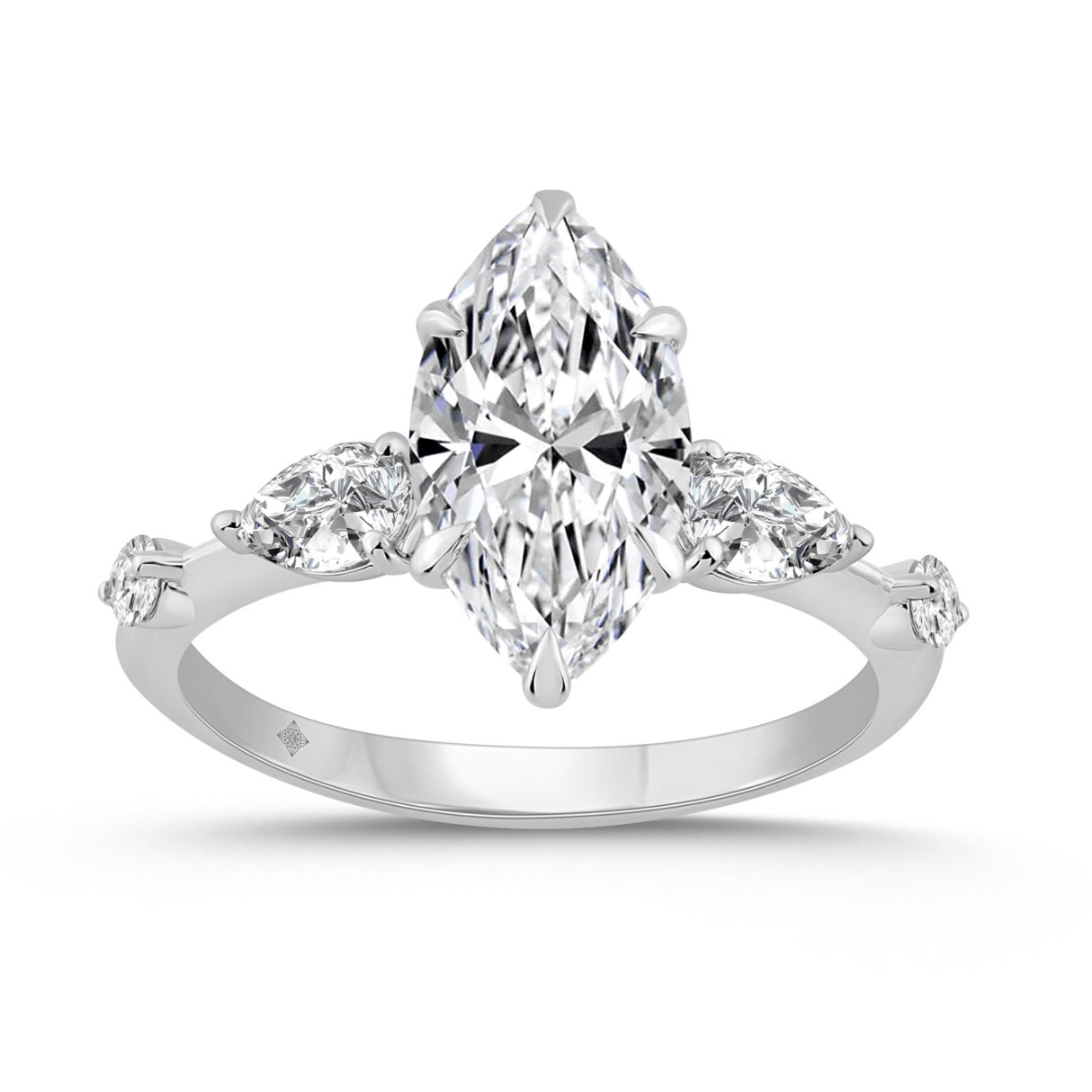 14K WHITE GOLD 2 1/2CT ROUND/MARQUISE/PEAR DIAMOND...