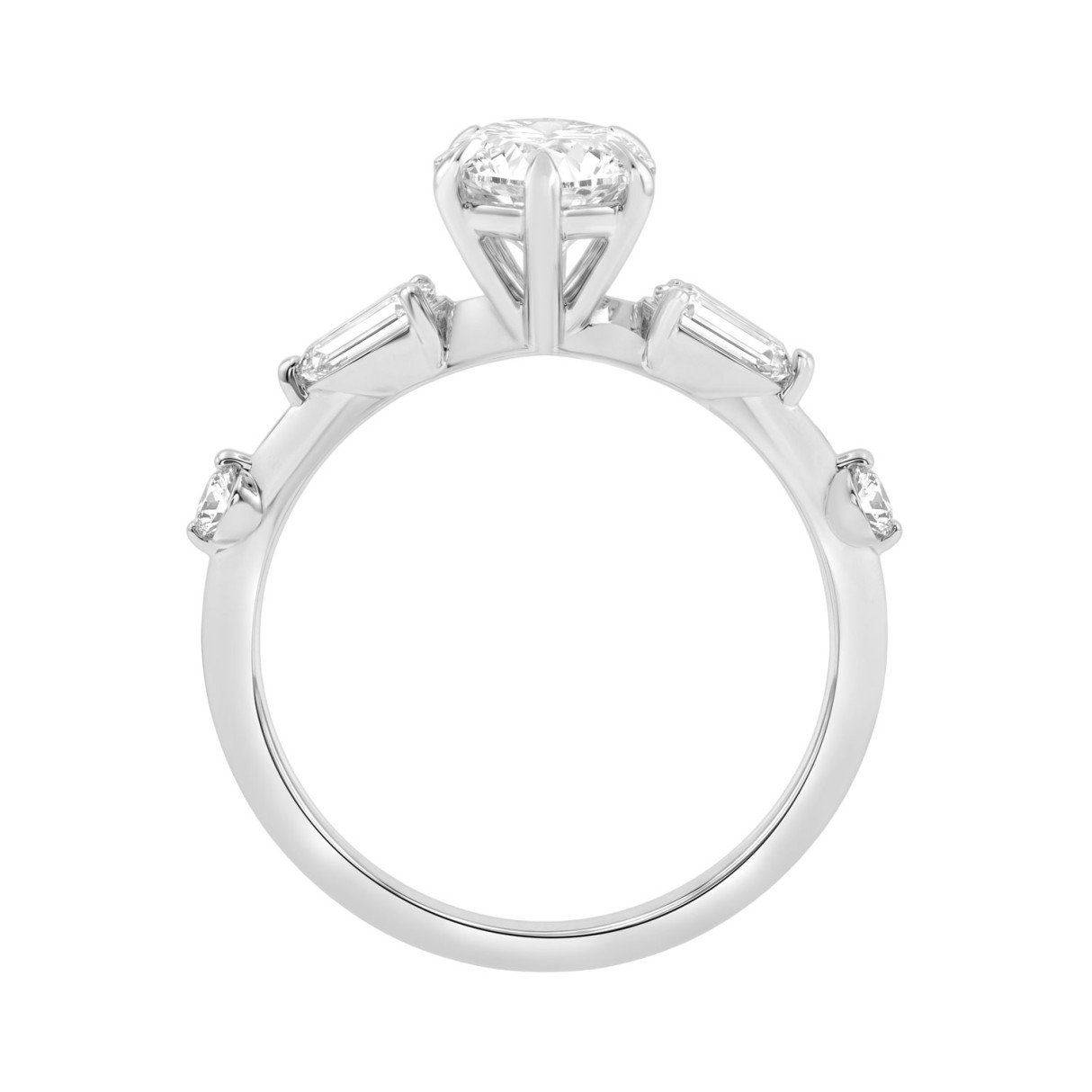 14K WHITE GOLD 2 1/2CT ROUND/MARQUISE/PEAR DIAMOND LADIES RING (CENTER STONE MARQUISE DIAMOND 2CT)