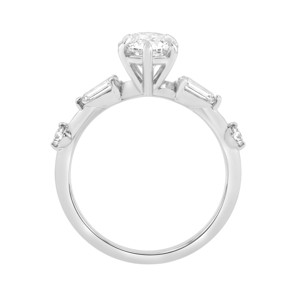 14K WHITE GOLD 2 1/2CT ROUND/MARQUISE/PEAR DIAMOND LADIES RING (CENTER STONE MARQUISE DIAMOND 2CT)