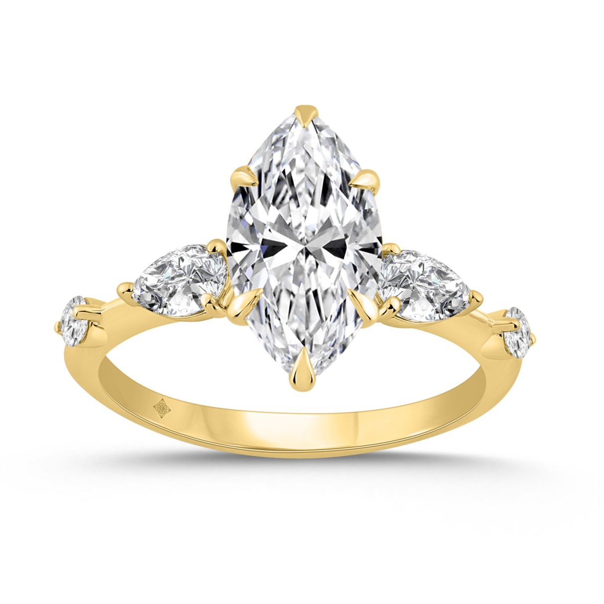 14K YELLOW GOLD 2 1/2CT ROUND/MARQUISE/PEAR DIAMON...