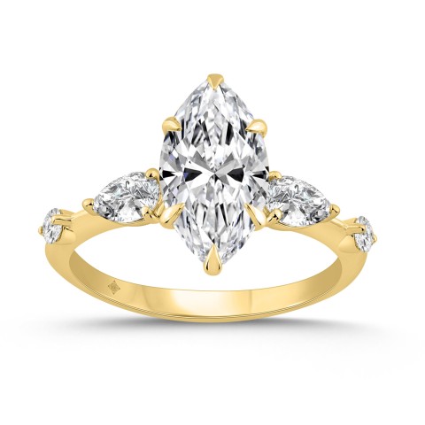14K YELLOW GOLD 2 1/2CT ROUND/MARQUISE/PEAR DIAMOND LADIES RING (CENTER STONE MARQUISE DIAMOND 2CT) 14K YELLOW GOLD 2 1/2CT ROUND/MARQUISE/PEAR DIAMOND LADIES RING (CENTER STONE MARQUISE DIAMOND 2CT)