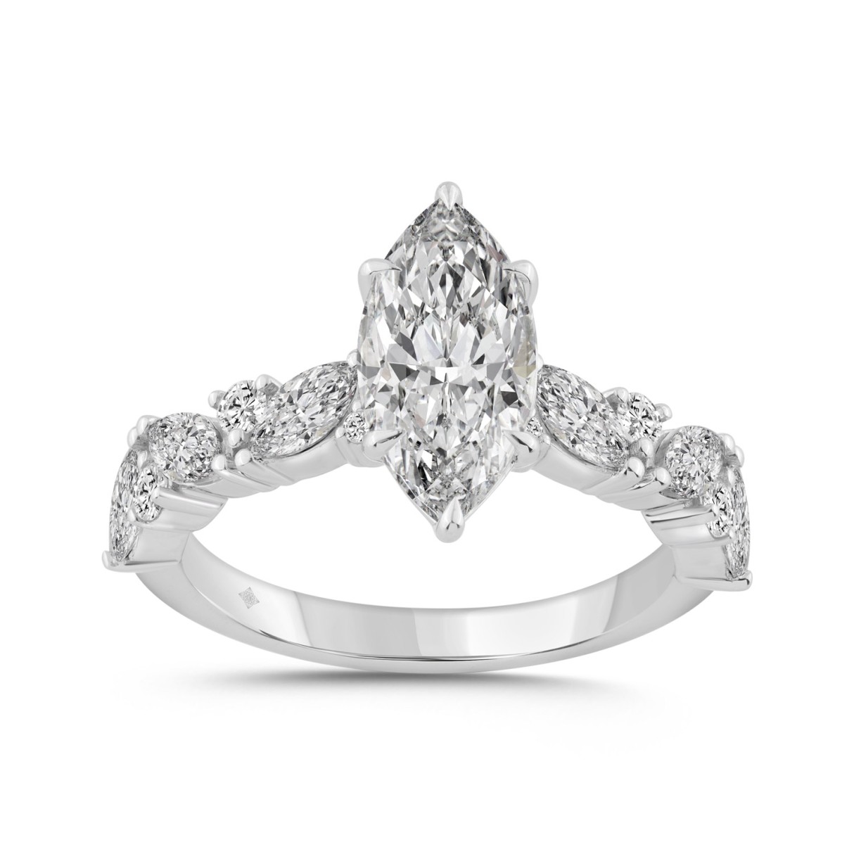 14K WHITE GOLD 2 3/4CT ROUND/MARQUISE DIAMOND LADI...