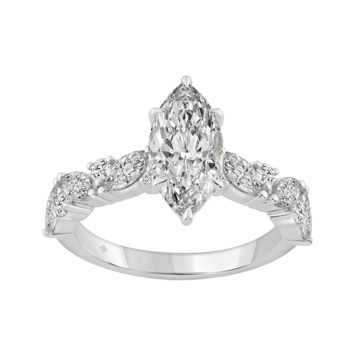 14K WHITE GOLD 2 3/4CT ROUND/MARQUISE DIAMOND LADI...
