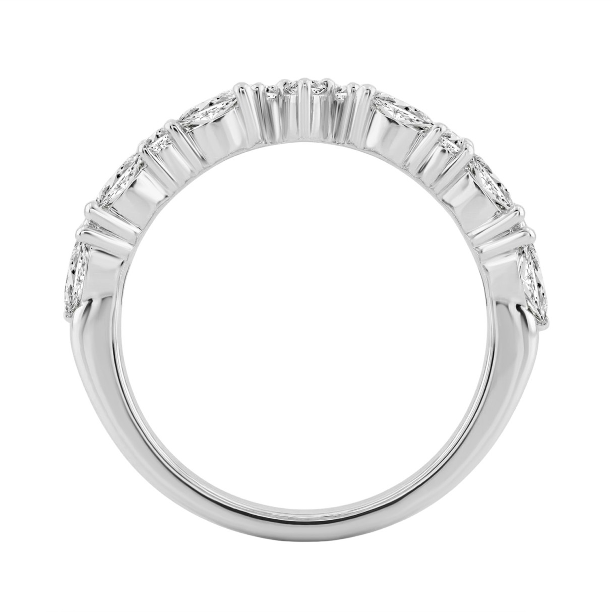 Classic 14K White Gold 3/4Ct Marquise & Round Diamond Fashion Band For Women (Color F-G Clarity Vs1/Vs2)