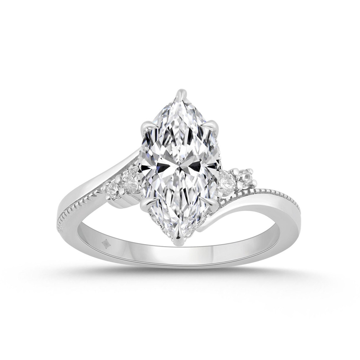 14K WHITE GOLD 2 1/4CT ROUND/MARQUISE DIAMOND LADI...