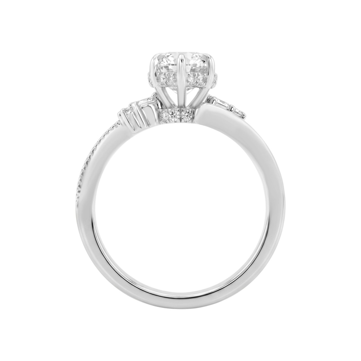 14K WHITE GOLD 2 1/4CT ROUND/MARQUISE DIAMOND LADIES RING (CENTER STONE MARQUISE DIAMOND 2CT)