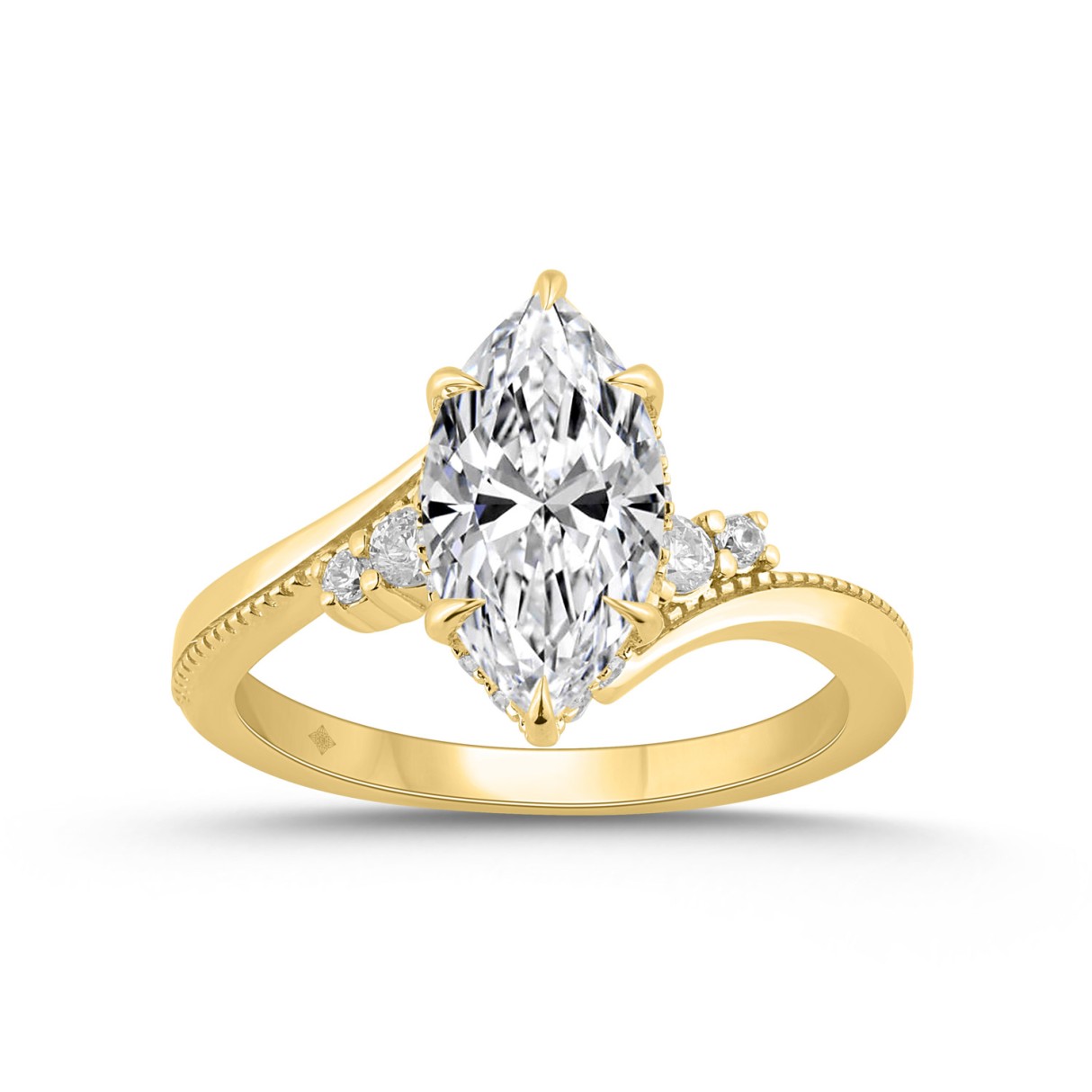 14K YELLOW GOLD 2 1/4CT ROUND/MARQUISE DIAMOND LAD...