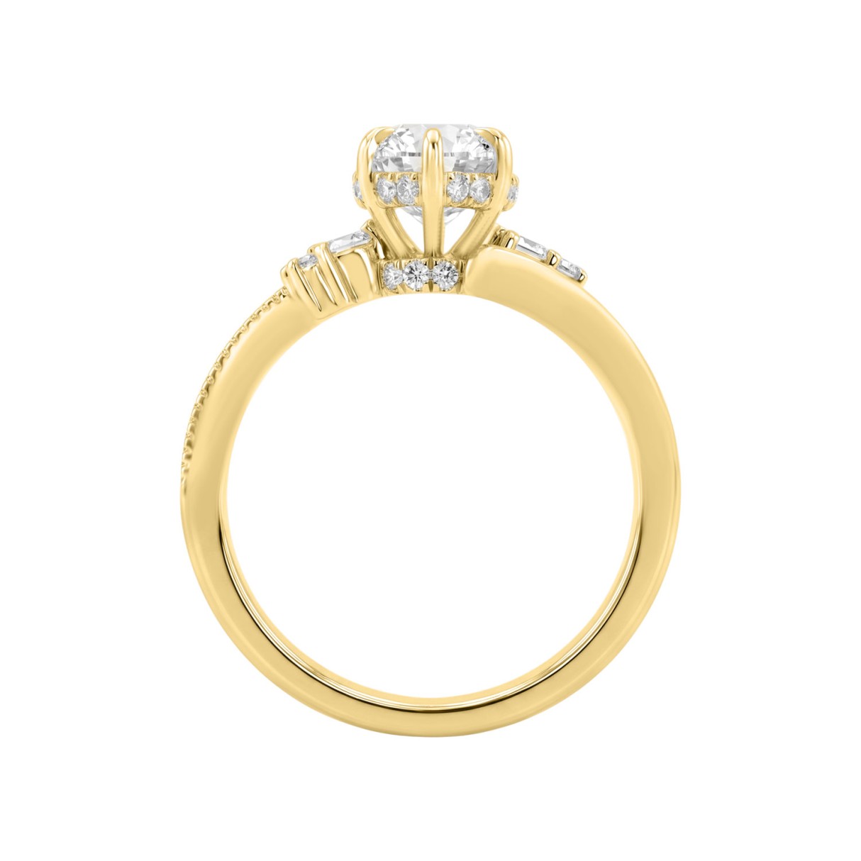 14K YELLOW GOLD 2 1/4CT ROUND/MARQUISE DIAMOND LADIES RING (CENTER STONE MARQUISE DIAMOND 2CT)