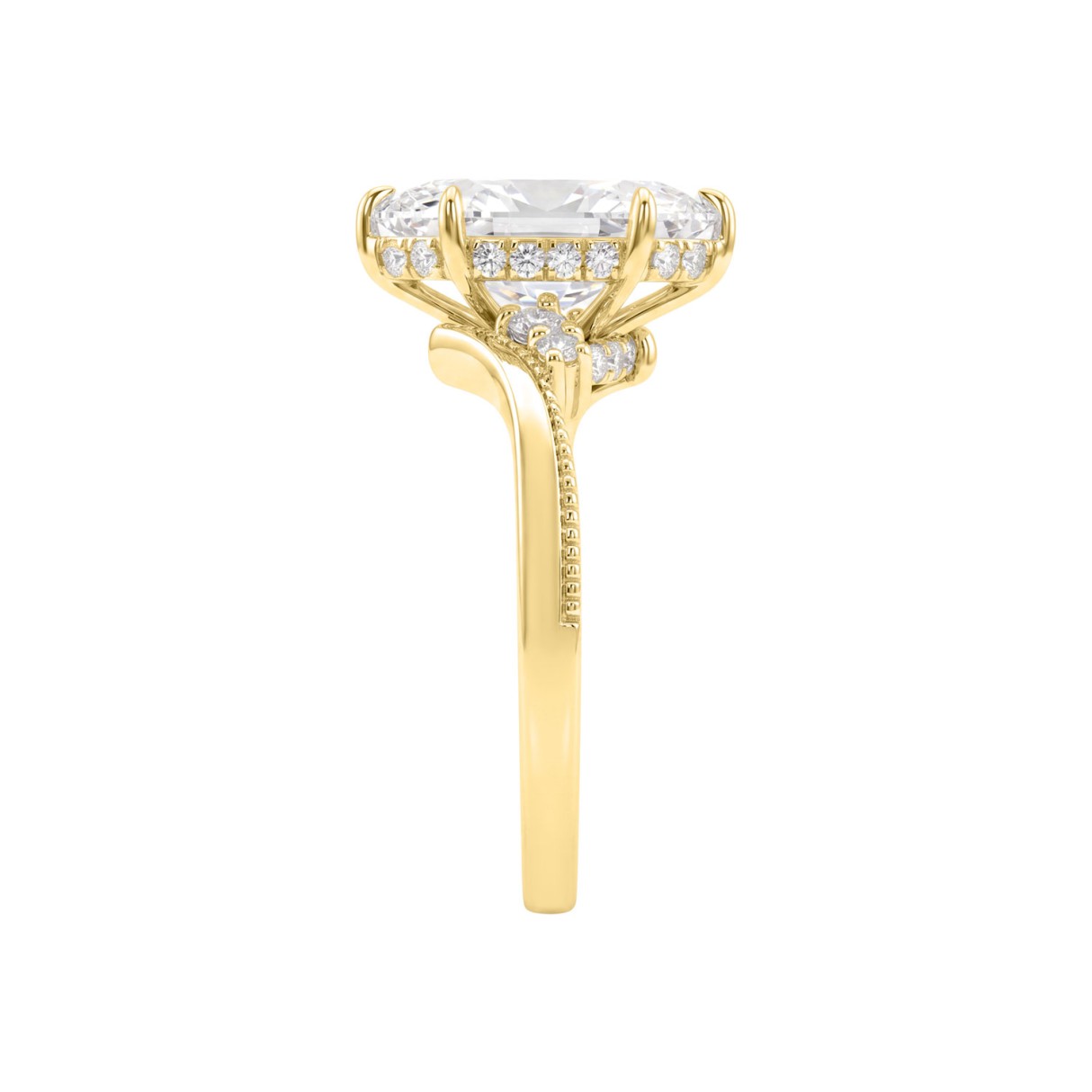14K YELLOW GOLD 2 1/4CT ROUND/MARQUISE DIAMOND LADIES RING (CENTER STONE MARQUISE DIAMOND 2CT)