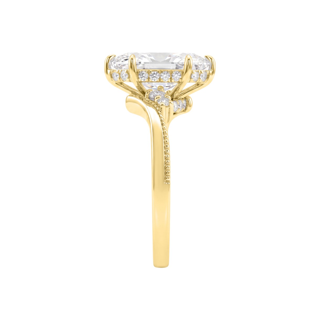 14K YELLOW GOLD 2 1/4CT ROUND/MARQUISE DIAMOND LADIES RING (CENTER STONE MARQUISE DIAMOND 2CT)