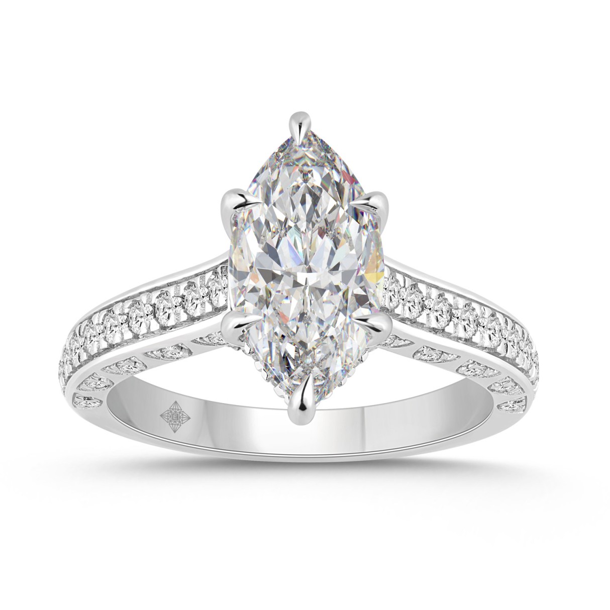 14K WHITE GOLD 2 1/2CT ROUND/MARQUISE DIAMOND LADI...