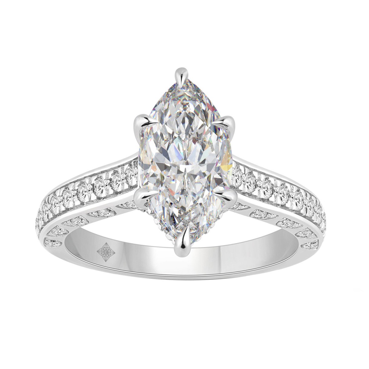 14K WHITE GOLD 2 1/2CT ROUND/MARQUISE DIAMOND LADI...