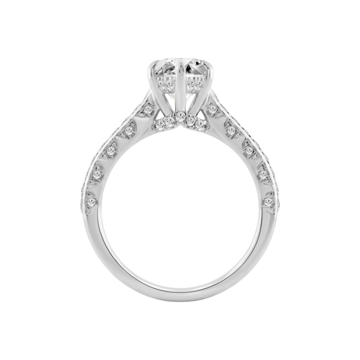 14K WHITE GOLD 2 1/2CT ROUND/MARQUISE DIAMOND LADIES RING (CENTER STONE MARQUISE DIAMOND 2CT)