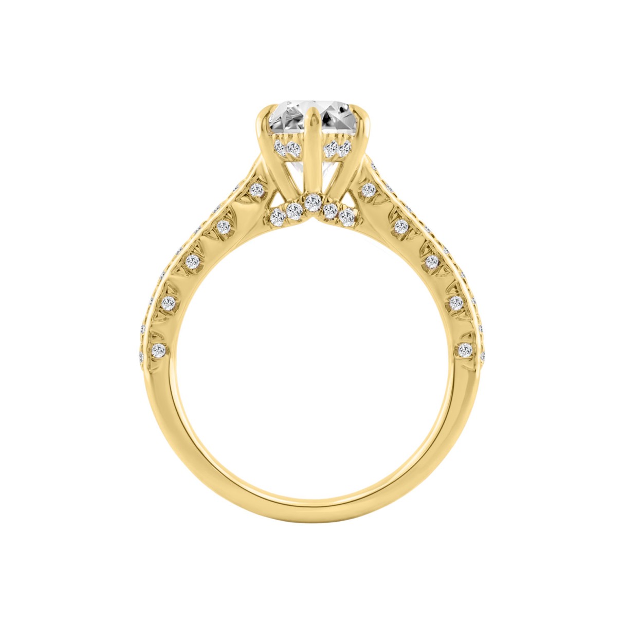 14K YELLOW GOLD 2 1/2CT ROUND/MARQUISE DIAMOND LADIES RING (CENTER STONE MARQUISE DIAMOND 2CT)