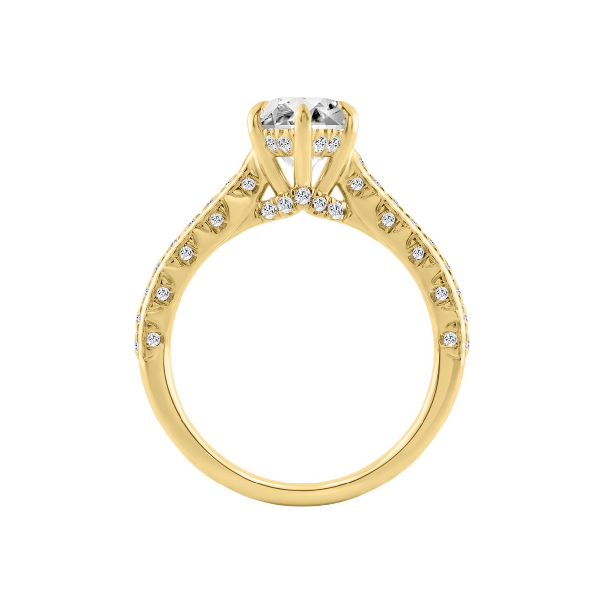 14K YELLOW GOLD 2 1/2CT ROUND/MARQUISE DIAMOND LADIES RING (CENTER STONE MARQUISE DIAMOND 2CT)