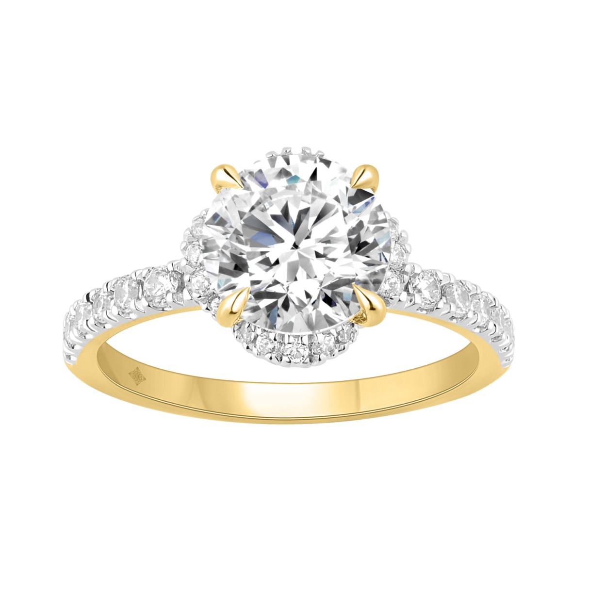 14K YELLOW GOLD 2 1/2CT ROUND DIAMOND LADIES RING ...