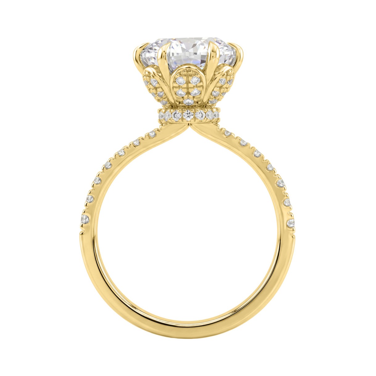 14K YELLOW GOLD 2 1/2CT ROUND DIAMOND LADIES RING (CENTER STONE ROUND DIAMOND 2CT)