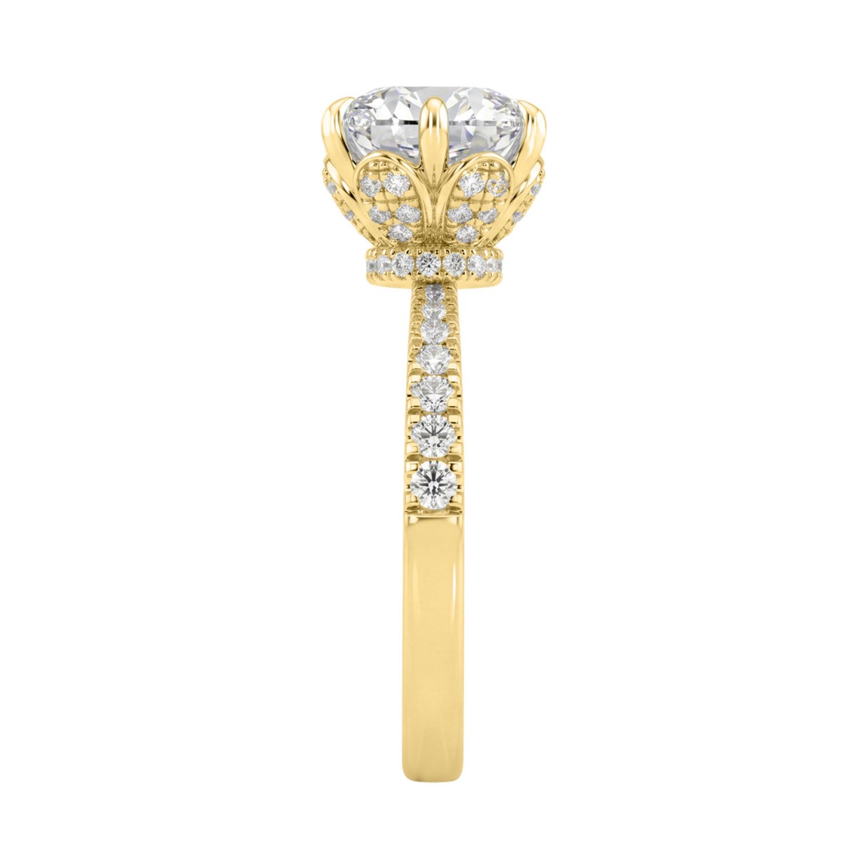14K YELLOW GOLD 2 1/2CT ROUND DIAMOND LADIES RING (CENTER STONE ROUND DIAMOND 2CT)