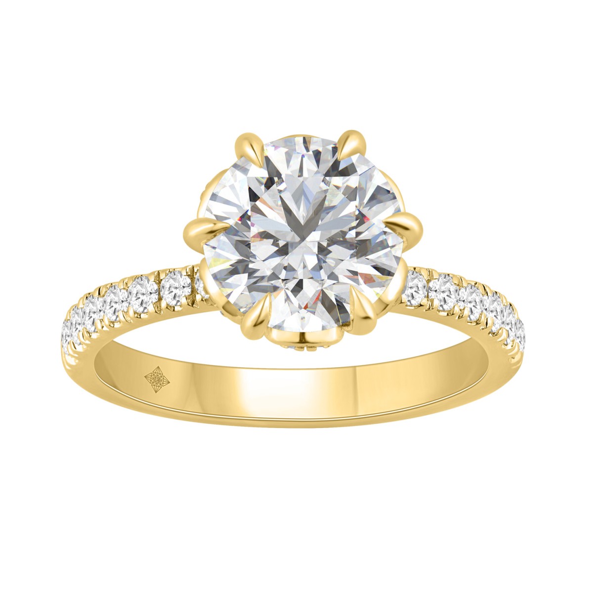14K YELLOW GOLD 2 1/2CT ROUND DIAMOND LADIES RING ...