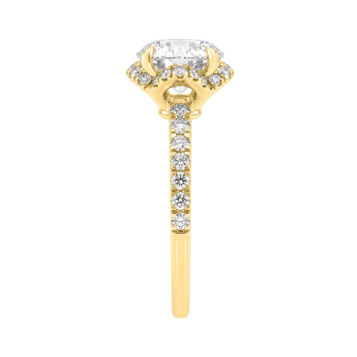 14K YELLOW GOLD 2 1/2CT ROUND DIAMOND LADIES RING (CENTER STONE ROUND DIAMOND 2CT)