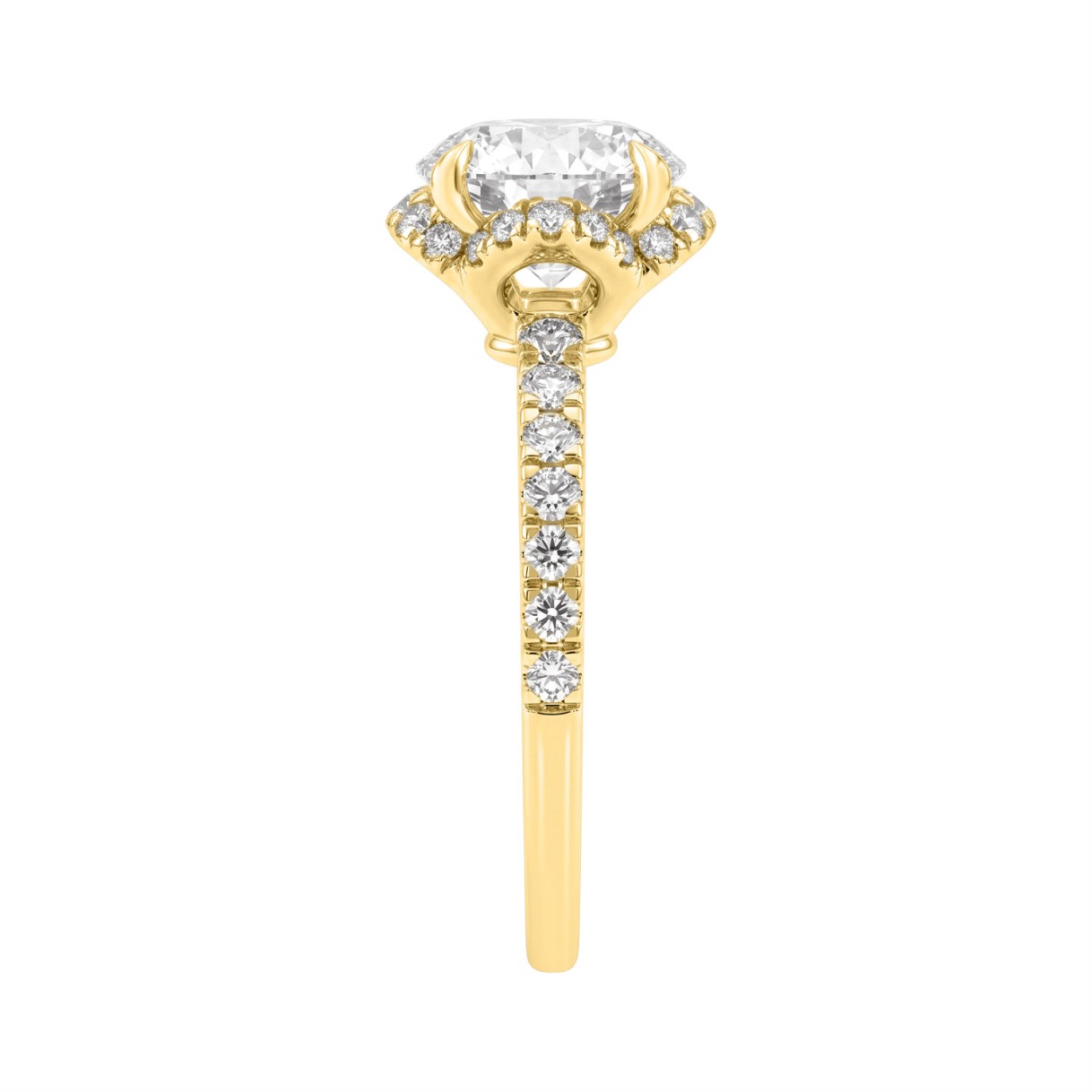 14K YELLOW GOLD 2 1/2CT ROUND DIAMOND LADIES RING (CENTER STONE ROUND DIAMOND 2CT)