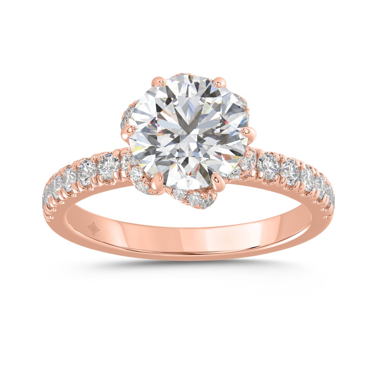 14K ROSE GOLD 2 1/2CT ROUND DIAMOND LADIES RING (C...