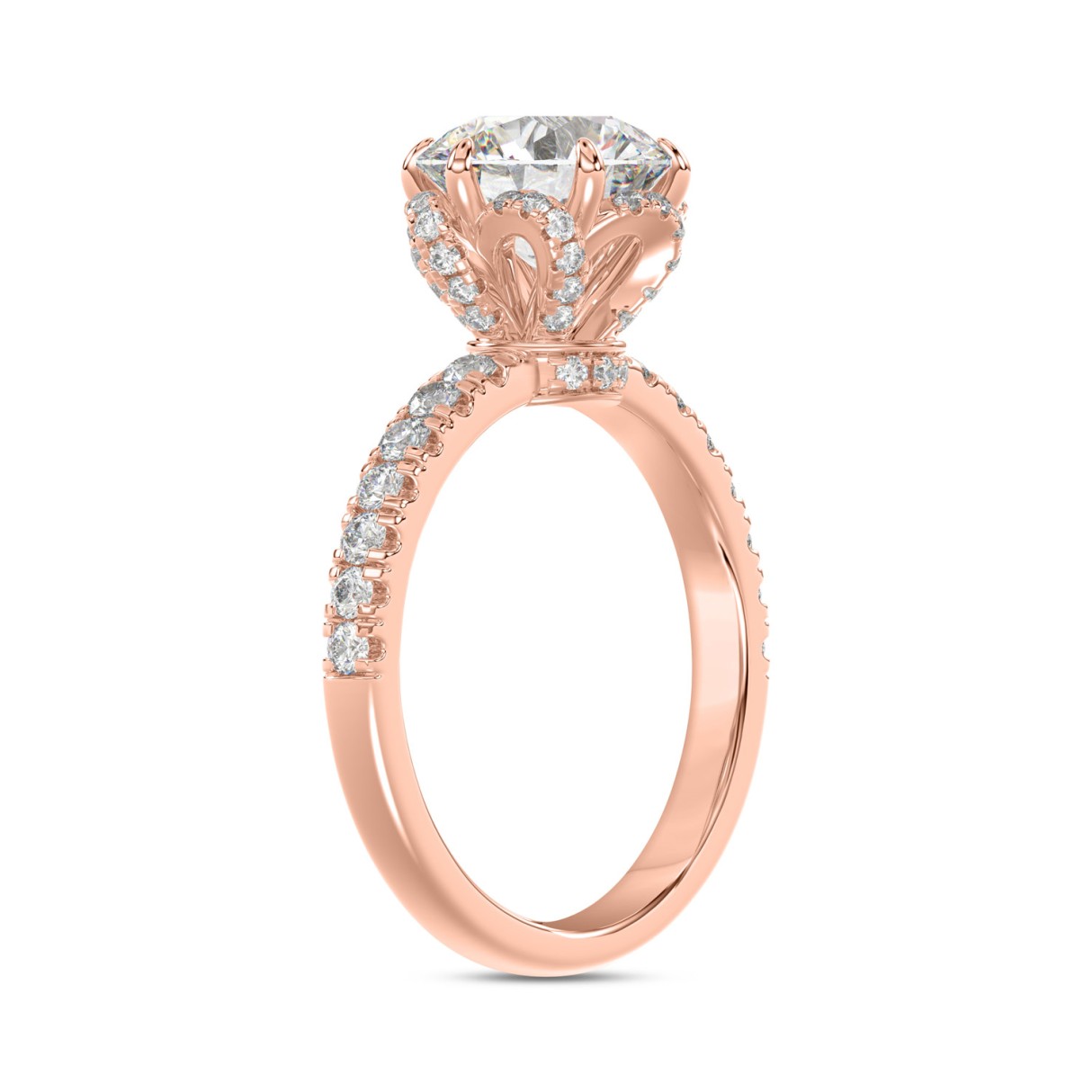 14K ROSE GOLD 2 1/2CT ROUND DIAMOND LADIES RING (CENTER STONE ROUND DIAMOND 2CT)