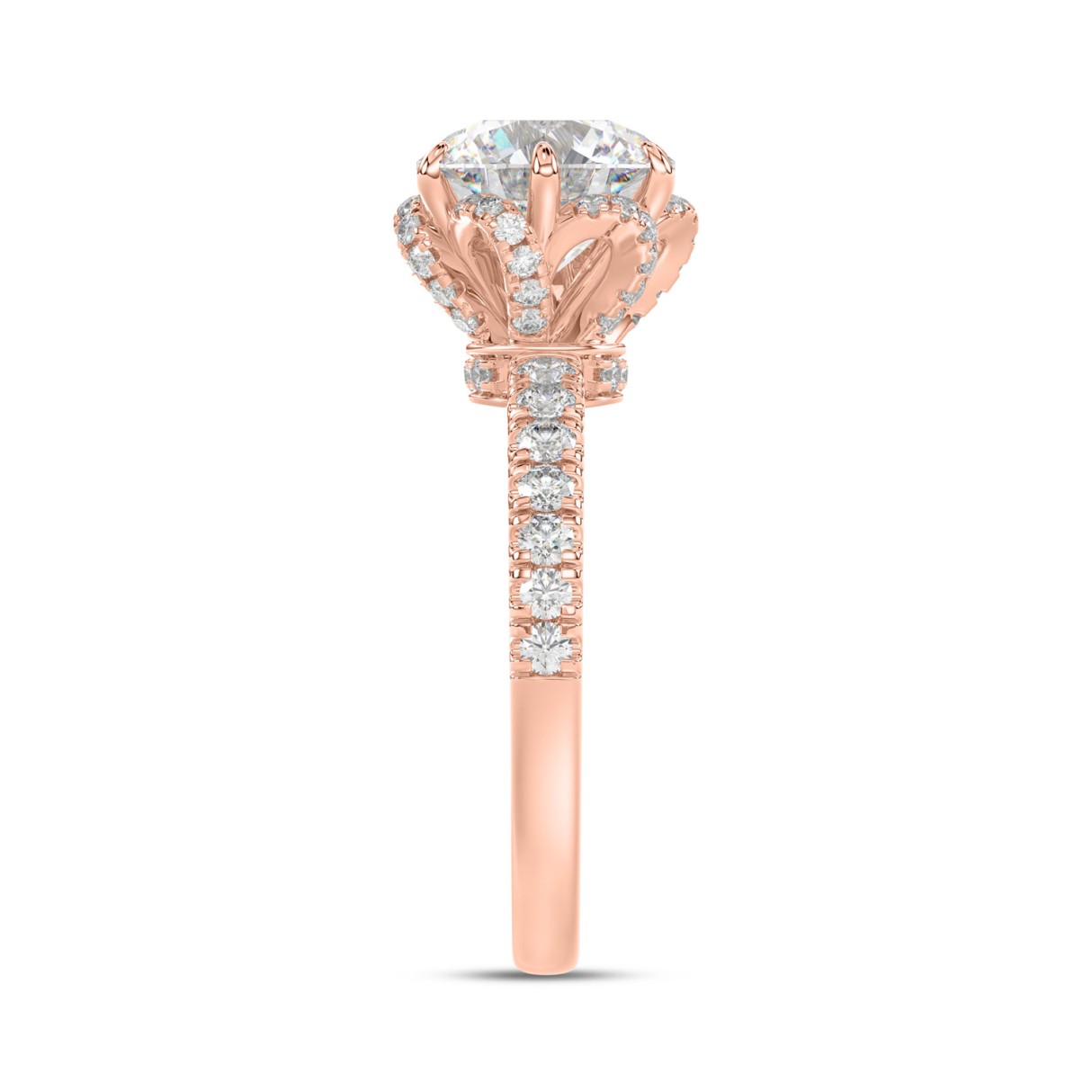 14K ROSE GOLD 2 1/2CT ROUND DIAMOND LADIES RING (CENTER STONE ROUND DIAMOND 2CT)