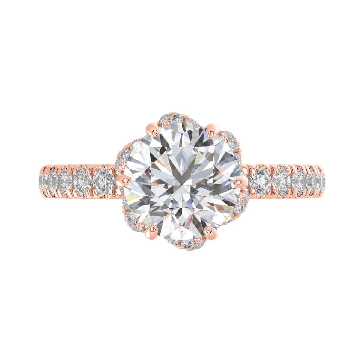 14K ROSE GOLD 2 1/2CT ROUND DIAMOND LADIES RING (CENTER STONE ROUND DIAMOND 2CT)