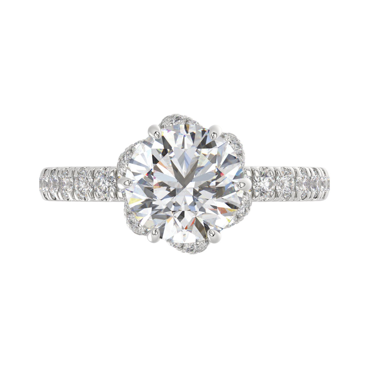 14K WHITE GOLD 2 1/2CT ROUND DIAMOND LADIES RING (CENTER STONE ROUND DIAMOND 2CT)